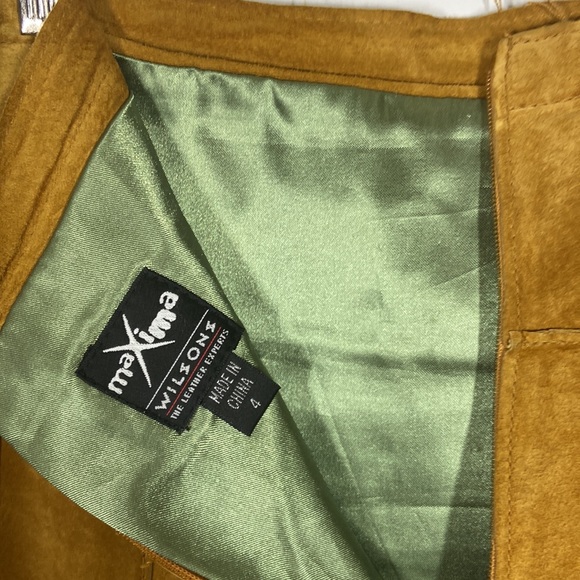 Wilsons Leather Brown A Line Midi Skirt Pockets Sz 4 - Picture 6 of 6